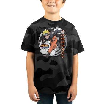Naruto Shippuden Anime Black Camo Shirt Print Youth Boys Graphic T-Shirt