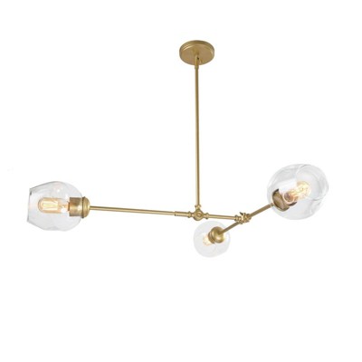 LNC Graceful 3-Light 31.5" Sputnik Modern Large Chandelier, Matte Gold with Glass Wine Shades