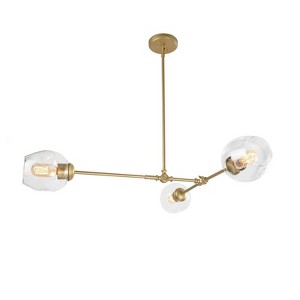 LNC Graceful 3-Light 31.5" Sputnik Modern Large Chandelier, Matte Gold with Glass Wine Shades - 1 of 4