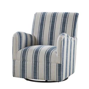 Livia Transitional 360-Degree Swivel Armchair With Jacobean Strip Pattern | HULALA HOME