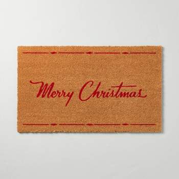 Merry Christmas Coir Doormat Tan/Red - Hearth & Hand™ with Magnolia