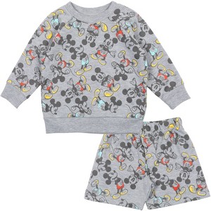 Disney Mickey Mouse Winnie the Pooh Lion King Toy Story Nightmare Before Christmas French Terry Sweatshirt and Shorts Toddler - 1 of 4