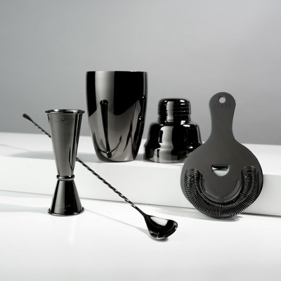 Gunmetal Black 4-Piece Stainless Steel Bartender Kit