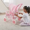 Badger Basket Reversible Double Doll Stroller in Pink Polka dots