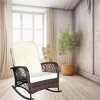 Outdoor Rocking Chair, Wide Seat Accent Chair with PE Cushion and Steel Frame, Rattan Rocker Chair with High Weight Capacity-Coolbibila - 2 of 4