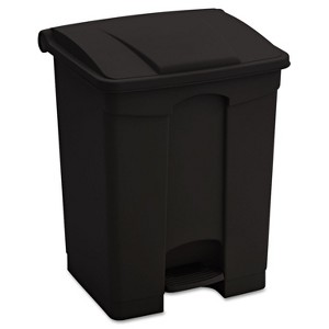 Safco Large Capacity Plastic Step-On Receptacle 17gal Black 9922BL Step Trash Can - 1 of 4