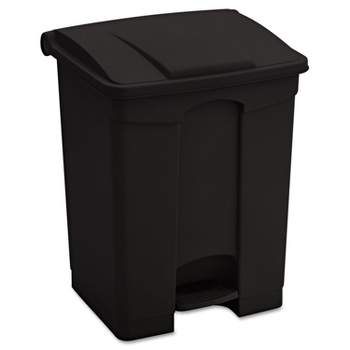 Safco Large Capacity Plastic Step-On Receptacle 17gal Black 9922BL Step Trash Can