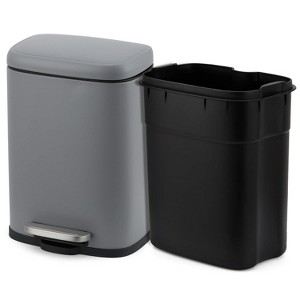 Trash Can, 5L/1.3 Gallon Bathroom Trash Can Stainless Steel with Foot Pedal & Quiet-Close Lid - 1 of 4