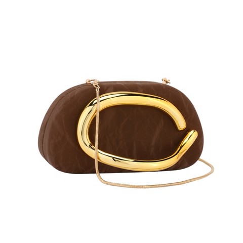 Женские клатчи INSPIRE CHIC Evening Clutch Purses for Women PU Shoulder Trendy Decoration with Chain Coffee 7.9*3.1*4.3 inches
