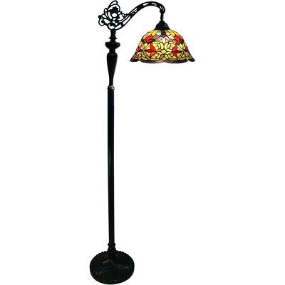 Fine Art Lighting Red Yellow Tiffany Style Stained Glass 60" Tall Arched Floor Lamp