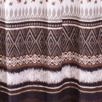 Southwestern Latte Brown and White Fabric Shower Curtain
