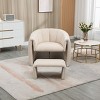 Single Leisure Barrel Chair,Modern Velvet Accent Chair with Ottoman,Modern Barrel Chair Upholstered Club Tub Round Arms Chair-Cuddlewood - 2 of 4