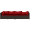 vidaXL Patio Lounge Set Brown with cinnamon red cushions - 3 of 4