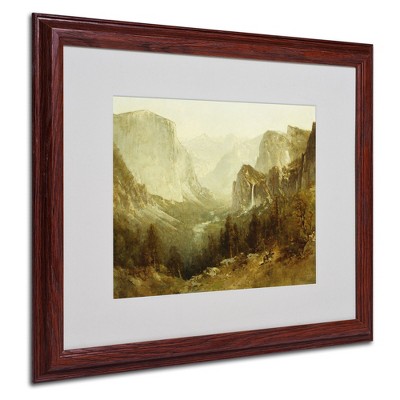 Thomas Hill Yosemite Valley Landscape Print on Canvas with Brown Wood Frame
