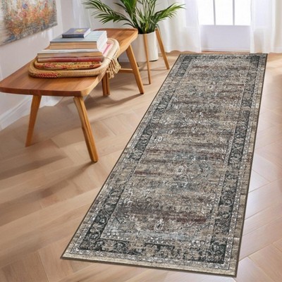 Retro Distressed Rug for Living Room Bedroom Decor Vintage Soft Thin Low Pile Soft Area Rug Indoor Washable Non Slip Carpet