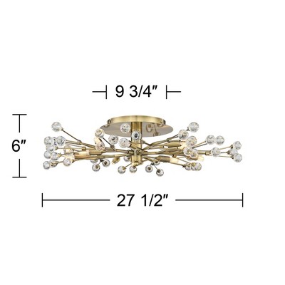 Brass and Crystal 27" Semi-Flush Mount Ceiling Light with LED