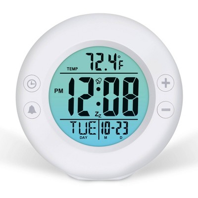 Digital Color Fade Alarm Clock White - Westclox: Modern Style, Bedroom & Bedside, Battery Operated