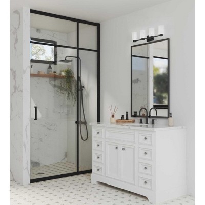 Estrada Matte Black 4-Light Vanity with Opal Glass Shades