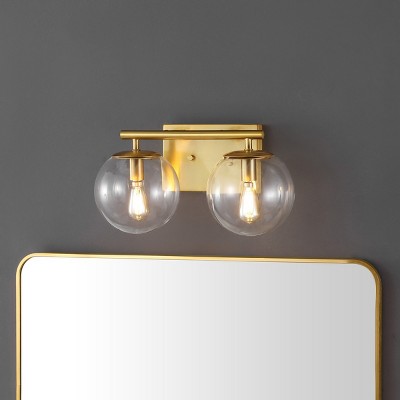 Severa 14" Brass Gold 2-Light Wall Sconce with Clear Shades