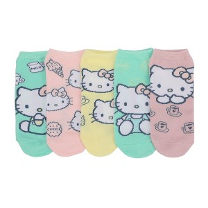 Hello Kitty Characters AOP Scalloped Cuffs Womens Ankle Socks 5 Pack - 1 of 4