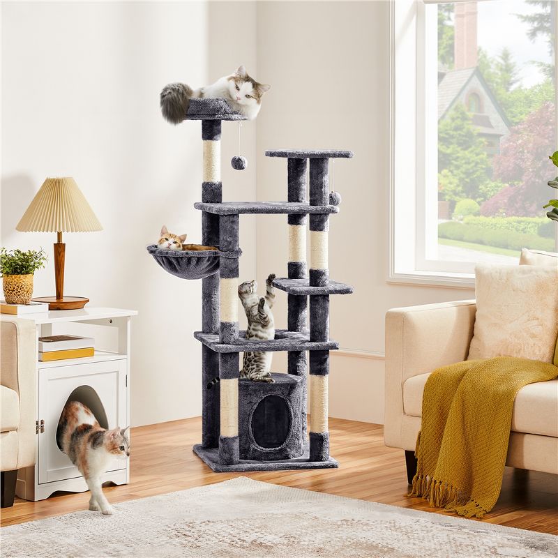 Yaheetech 56.5inch Multilevel Cat Tree Cat Tower with Scratching Posts, 2 of 7