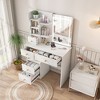 Okak Modern Vanity Table with Mirror & LED Lights,Storage Dressing Desk with Drawers & Open Shelves,Fashion Makeup Table for Small Bedrooms - 2 of 4