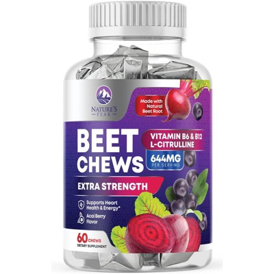 Beet Chews - Soft Beet Root Chewables with Grape Seed Extract Supports Heart - 60 Count