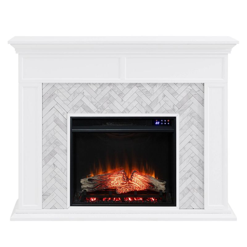 Tenmoor Marble Tiled Fireplace White - Aiden Lane, 4 of 17