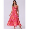 INSPIRE CHIC Women's Floral Print Pleated Back V Neck Split Elegant Maxi Sundresses - 2 of 4