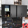 Munora - 2-Door Metal Wall Cabinet with Adjustable Shelves - Lockable Tool Storage for Garage/Utility Room - Black - 2 of 4
