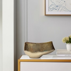 Metal Vase - Decorative Modern Sculptural Accent Home Decor - Minimalist Curved Shape - Home Accent for Living Room, Bedroom, Office - 1 of 4