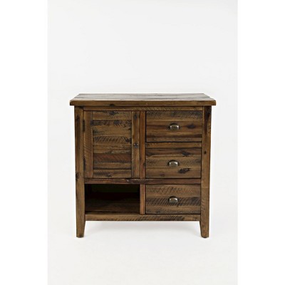 Rustic Dakota Oak 3-Drawer Accent Chest with Metal Cup Pulls