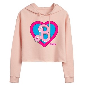 Women's - Barbie - Heart Crest Cropped Graphic Hoodie - 1 of 3