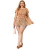 Agnes Orinda Women's Plus Size Chiffon Smock Waist Ditsy Floral Peplum Casual Blouses - 3 of 4