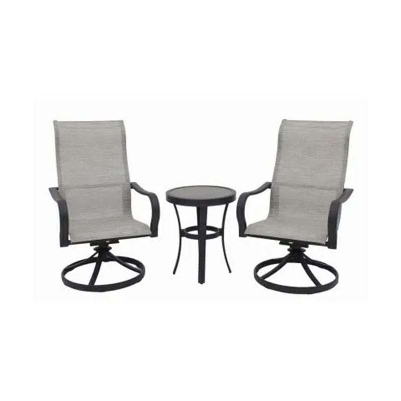 Four Seasons Courtyard Palermo 3 Piece Aluminum Bistro Furniture Set with Swivel Rockers and Drop In Tile Table for Outdoor Backyard Lawns and Patios, 1 of 7