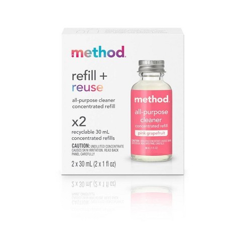 Method Pink Grapefruit All Purpose Cleaner Concentrate Refill Kit - 2 Fl  Oz/2ct : Target