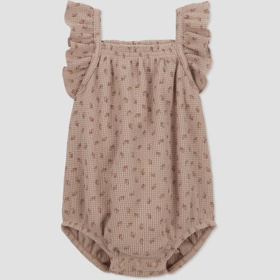Image of Carter's Just One You® Baby Girls' Ditsy Floral Ruffle Bubble Romper - Brown 6M