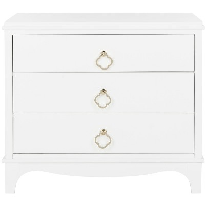 Hannon 3 Drawer Contemporary Nightstand - White/Brass - Safavieh