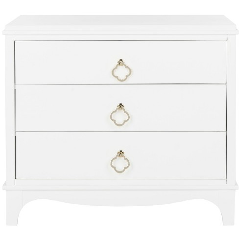 Hannon 3 Drawer Contemporary Nightstand White brass Safavieh. Target