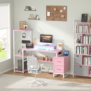 Besiost Computer Desk with Power Outlets and Fabric Drawers - 1 of 4