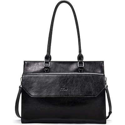 CLUCI Briefcase for Women Oil Wax Leather Vintage 15.6 Inch Laptop Business Shoulder Bag