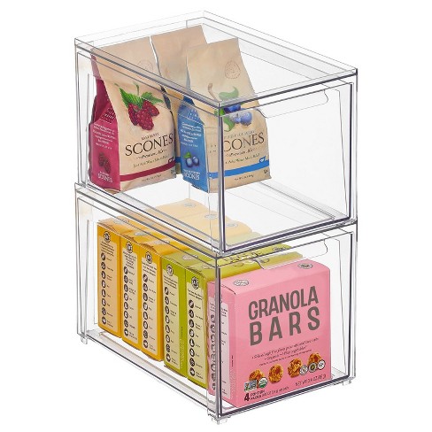 Mdesign Clarity Plastic Stackable Kitchen Pantry Storage Organizer With  Drawer, Clear - 12 X 8 X 6, 4 Pack : Target