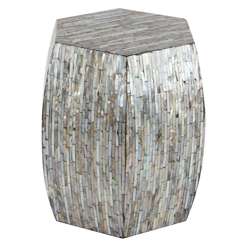 Wood and Shell Hexagon Accent Table - Olivia & May, 3 of 23