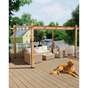 Acekool Aluminum Pergola with Retractable Canopy, Modern Outdoor Sun Shade Shelter - 1 of 4