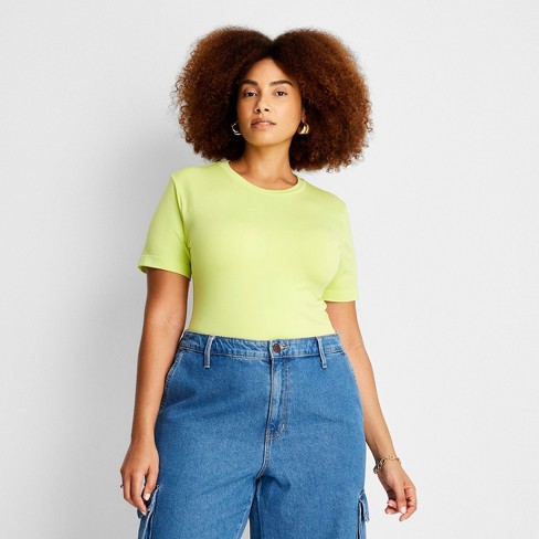Women's Seamless Jersey T-shirt - A New Day™ Lime Green 4x : Target