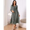 INSPIRE CHIC Women's Leopard Print Long Sleeve Tie V Neck Flowy Party Y2k Cheetah Dresses with Pockets - 3 of 4