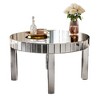 Grungis Sliver Round Coffee Table with Starburst Mirror Mosaic Design,Modern Center Table for Livng Room - 3 of 4