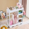 Angel Sar 33.5Inch Kids Wardrobe, White Bunny Ear Design Childrens Closet with Mirror, 3 Shelves and Clothes Rod - 4 of 4