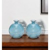 HomeRoots Set of Two Blue Glass Round Table Vase - 2 of 4