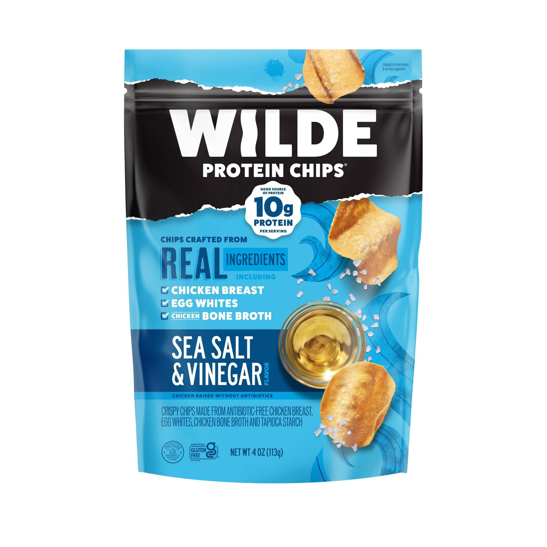 WILDE 10g Protein Chips Sea Salt & Vinegar - 4oz